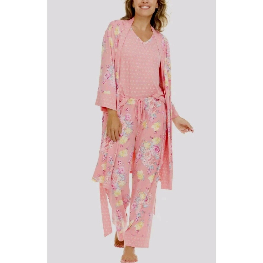 NEW Flora NIKROOZ 2XL 3Pc Floral Pajama Set Cozy Effortles Chic Loungewear